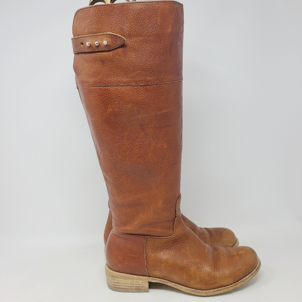 Brown full grain Leather Tall Equestrian Riding Bo